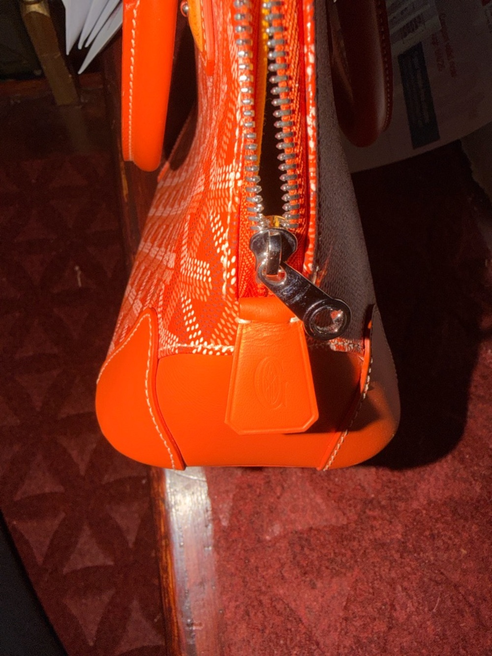 Goyard Orange Double-Zip handbag with Silver Hardware - Picture 6 of 9